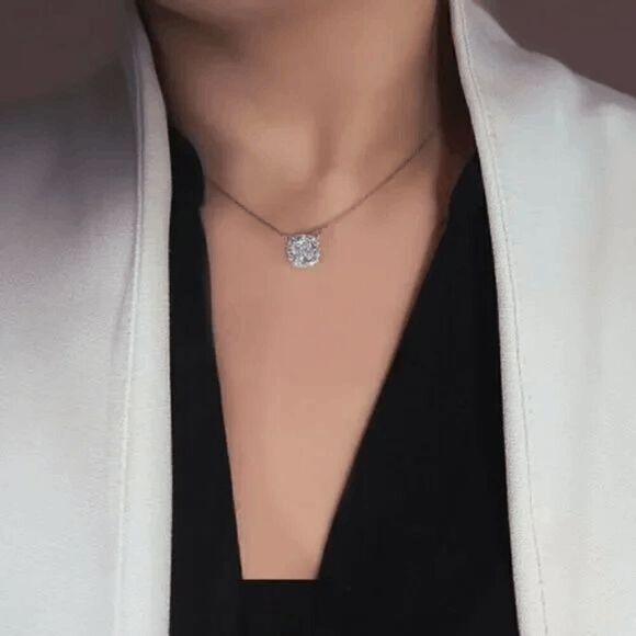 2/$40 Stunning Square CZ Necklace - Ladies Elegant Square Necklace - Picture 4 of 8